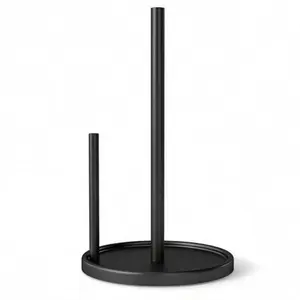 Paper Towel Holder Countertop, Black Kitchen Paper Towels Holder, Paper Roll Holder with Weighted Base