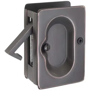 Emtek 2101US19 Passage Pocket Door Lock, Flat Black