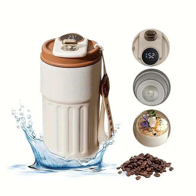 316 Stainless Steel Portable Vacuum Insulated Flask Tumbler - Temperature Indicator Water Bottle, Ideal for Camping, Travel, Perfect All-Season Gift