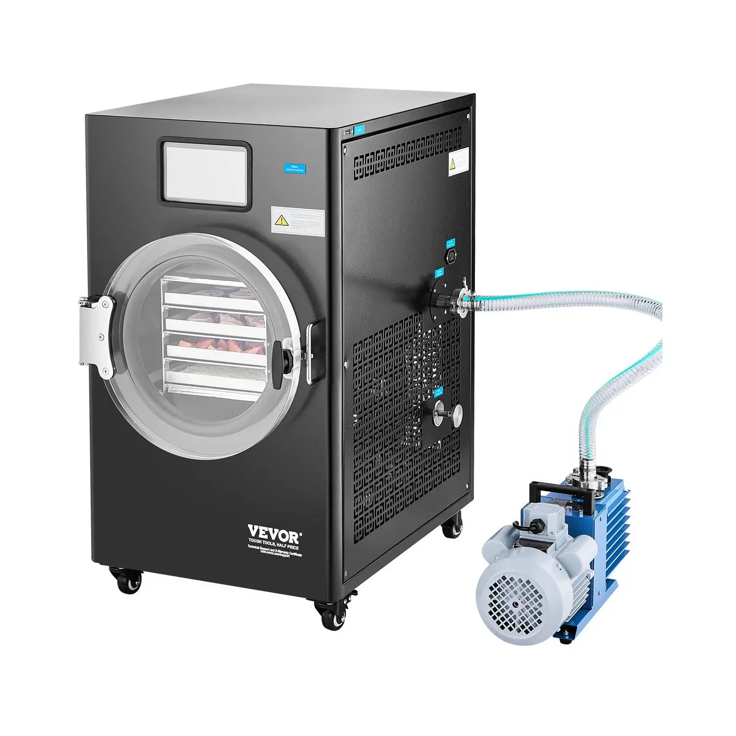 VEVOR Stainless Steel Vacuum Freeze Dryer Machine HFD-4, 8.8-13.2 LBS/Batch, 4-Layer Trays, 1550W Vacuum Pump, Adjustable Timer & Temp Control, 760x550x890 mm, 245.82 lbs, for Fruits, Vegetables & Meat, Black