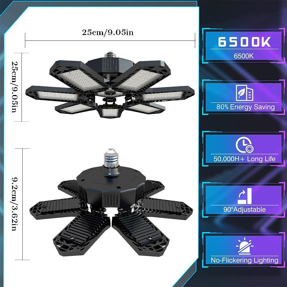 LED Garage Light 600W 60000LM Convertible Bright Store Ceiling Bulb, E26/E27 6500k Garage Lighting for Barn, Warehouse, Garage