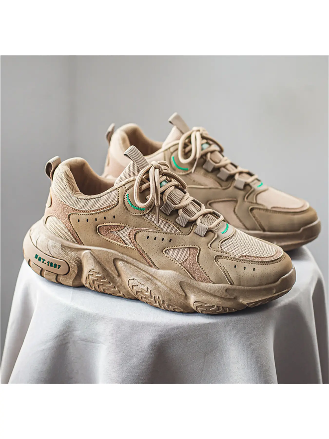 1 Pair 3-Color Trendy Casual Chunky Thick Sole Sneakers - Mesh Stitching Upper + Chunky Anti-slip Outsole, For Daily Styling & Casual Outfits, Trendy Retro, Comfortable & Versatile, Chunky Athletic Shoes