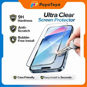PuyaTeya [2 Pack] Tempered Glass Screen Protector for iPhone 15 Pro Max, 9H Hardness, Shockproof Resistance, Ultra HD, Fingerprint-Resistant, Bubble-Free Installation, Auto Dust Removal Kit, Case-Friendly Mobile Phone Accessory