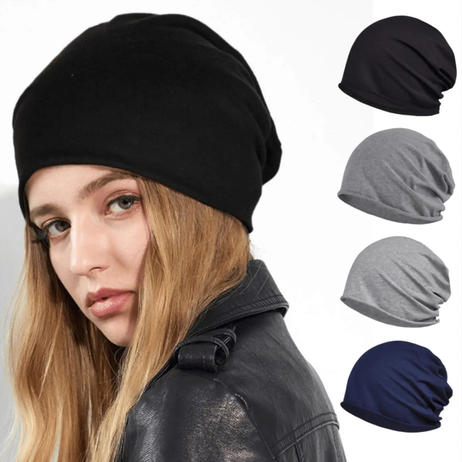 4 Pack Slouchy Beanie Set,Hip-Hop Soft Lightweight Running Beanie,Adult Skull Hats Cap for Men Women,Halloween Christmas Party Decor,Father's Day Gift,Summervibes