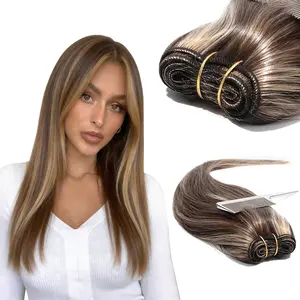 OWNVMOR 4/27Highlight Hair Bundles for Sew in P4/27 Straight Quick Weave Bundles Brazilian Human Hair Highlight Honey Blonde Bundless For Women soft locs multiple wig