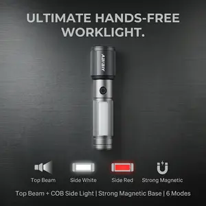 ABIBlY Portable Flashlight USB C FastCharging 3.5-10H Running Time WaterResistant For Emergency Daily Use