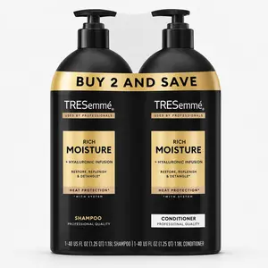 TRESemme Moisture Rich Shampoo and Conditioner, Set of 2 - 40 oz each, kit, Haircare, beauty, Hyaluronic infusion, restore, replenish & detangle, Mineral oil, No parabens