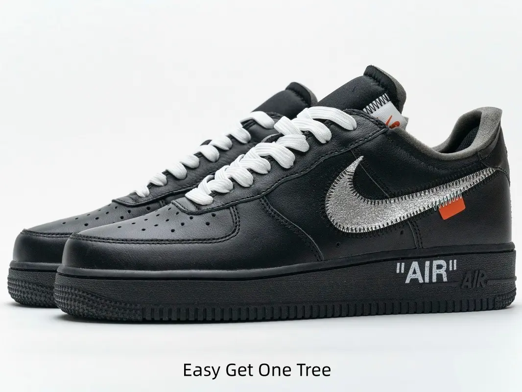 Unisex All Black Leather Low Top Skate Sneakers Silver Glitter Swoosh Casual Street Shoes  #SkateShoes #StreetSneakers #DarkKicks
