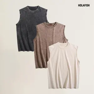 Holafish 3Pcs Women's Acid Washed Oversized Cotton Tank Top Set Sleeveless Casual Matching Outfit Soft Breathable Unisex Tees for Gym and Casual Streetwear Lightweight tank tops summervibes