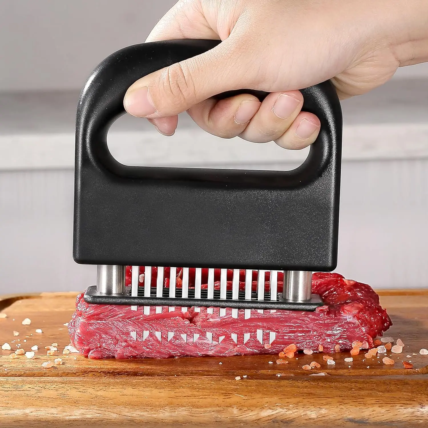 48-Sharp Steel Needle Meat Tenderizer, Heavy-Duty Kitchen Gadget for Breaking Tough Meat Fibers, Speeding Up Marinade Absorption for Steak, Pork & BBQ, Daily Cooking