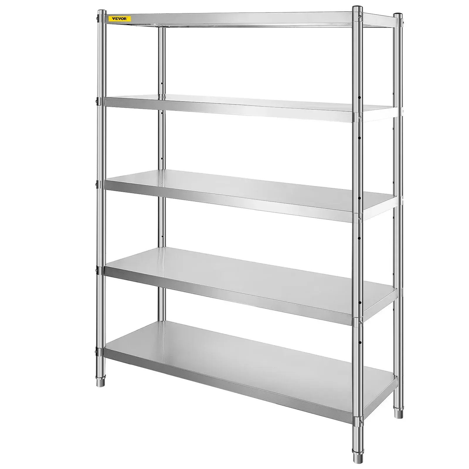 【summerfinds】VEVOR Stainless Steel Shelves 48x18.5 Inch 5 Tier Adjustable Shelf Storage Unit Stainless Steel Rack Shelving Heavy Duty Shelving for Kitchen Commercial Office Garage Storage 330lb Per Shelf