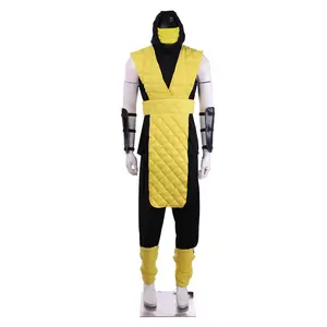 Game Mortal Kombat Reptile Sub Zero Scorpion Cosplay Costume Men Uniform with Face Covering Shotokan Halloween Party Full Suit