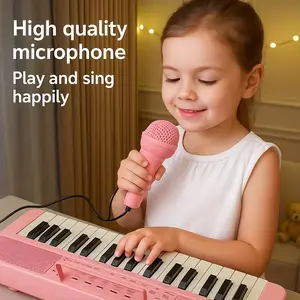 Portable Electronic Piano, 37 Key Digital Keyboard with Music Stand and Microphone, Ideal Gift for Boys and Girls