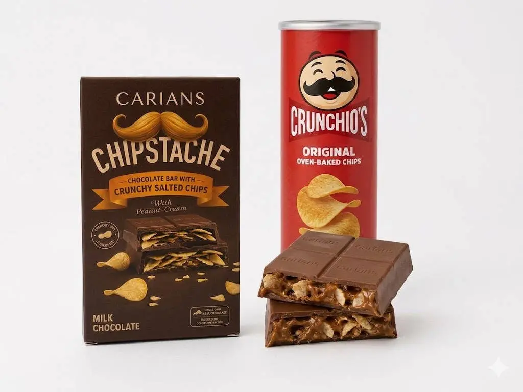 Chipstache Pringles Chips Chocolate Bar - Ships with Cold Pack in Insulated Package - This item ships Mon-Thurs to try to avoid any melting.