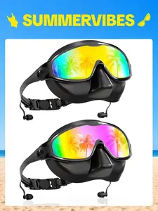 Aegend Swim Goggles with Nose Cover for Adults, 2 Pack Wide View Swimming Goggles Anti-Fog/UV No Leak for Men & Women summervibes