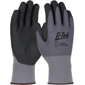 12 PAIR Seamless Knit Nylon Glove with Nitrile Coated Foam Grip on Palm & Fingertips  AVAILABLE IN XS AND 2XL ONLY