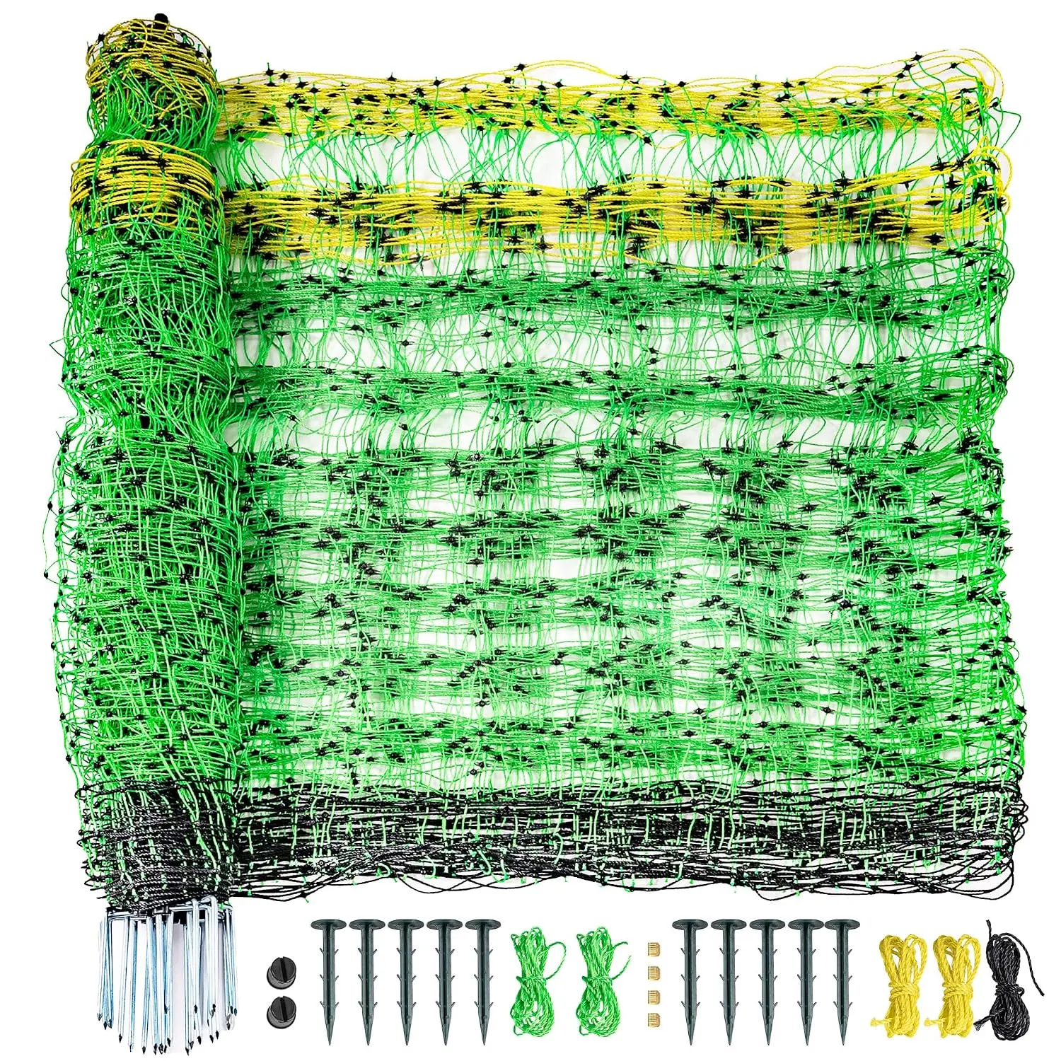 PPOLB Electric Poultry Fence Netting - 164'L x 47.5" H, Portable Movable Nets Mesh for Chickens, Ducks, Geese, Rabbits, Electric Fencing for Backyards, Homesteaders, Farms Ranches, and Gardens