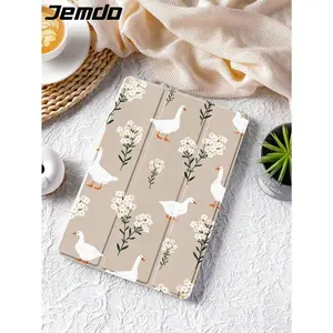1pc Cute Duck & Floral Pattern Flat Protective Case, Compatible With IPad 10.2" IPad (A16) 11" 11th Gen 2025 IPad 8th/9th/10th Gen, IPad Air 4th 10.9", Galaxy Tab S6 Lite 10.4", /, Anti-Drop, Pencil Slot, Sleep/Wake Support, Summer Gift