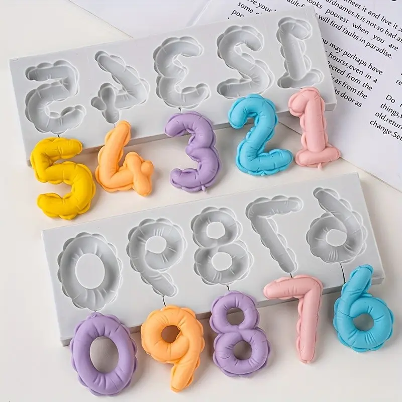 2-Piece Silicone Number Mold Set (0-9), Silicone Candy Molds, Ideal for Fondant, Candy, Chocolate Making, Perfect for Birthday Cake Decoration, Baking, Craft Projects