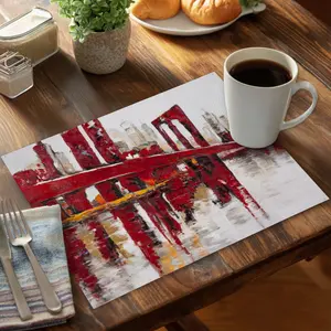 360 stand Industrial White Placemat - 14x18 in., Abstract Red Bridge Design, Kitchenware Tableware, Stylish Placemats & Coasters, CPPM1418W2FS5T