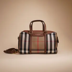 Pre-owned BURBERRY Canvas & Leather Shoulder Bags Brown House Check Derby Bag