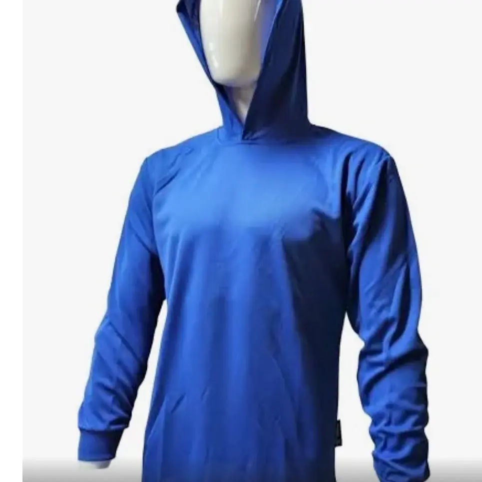Hooded Blue Long Sleeve Shirt Breathable