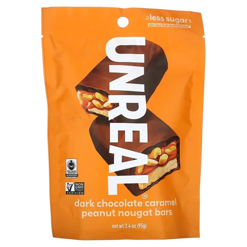 Unreal Dark Chocolate Caramel Peanut Nougat Bars, 3.4 oz (95 g)