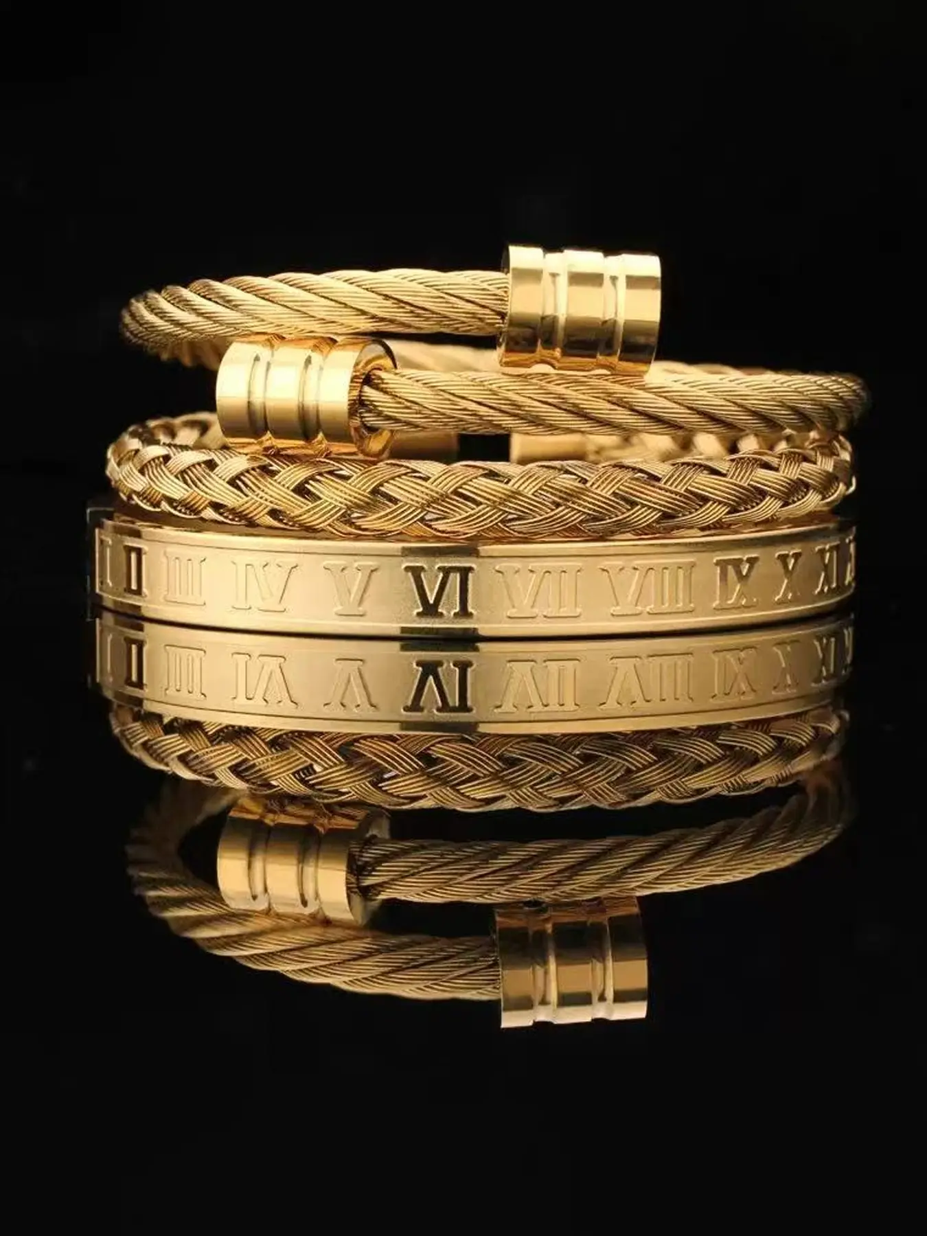 3-piece set of fashionable punk style bracelets, showcasing individuality and creating an exclusive trendy punk style, suitable as the perfect gift for family and friends, suitable for all seasons, bangles bracelets set Punk Style Jewelry