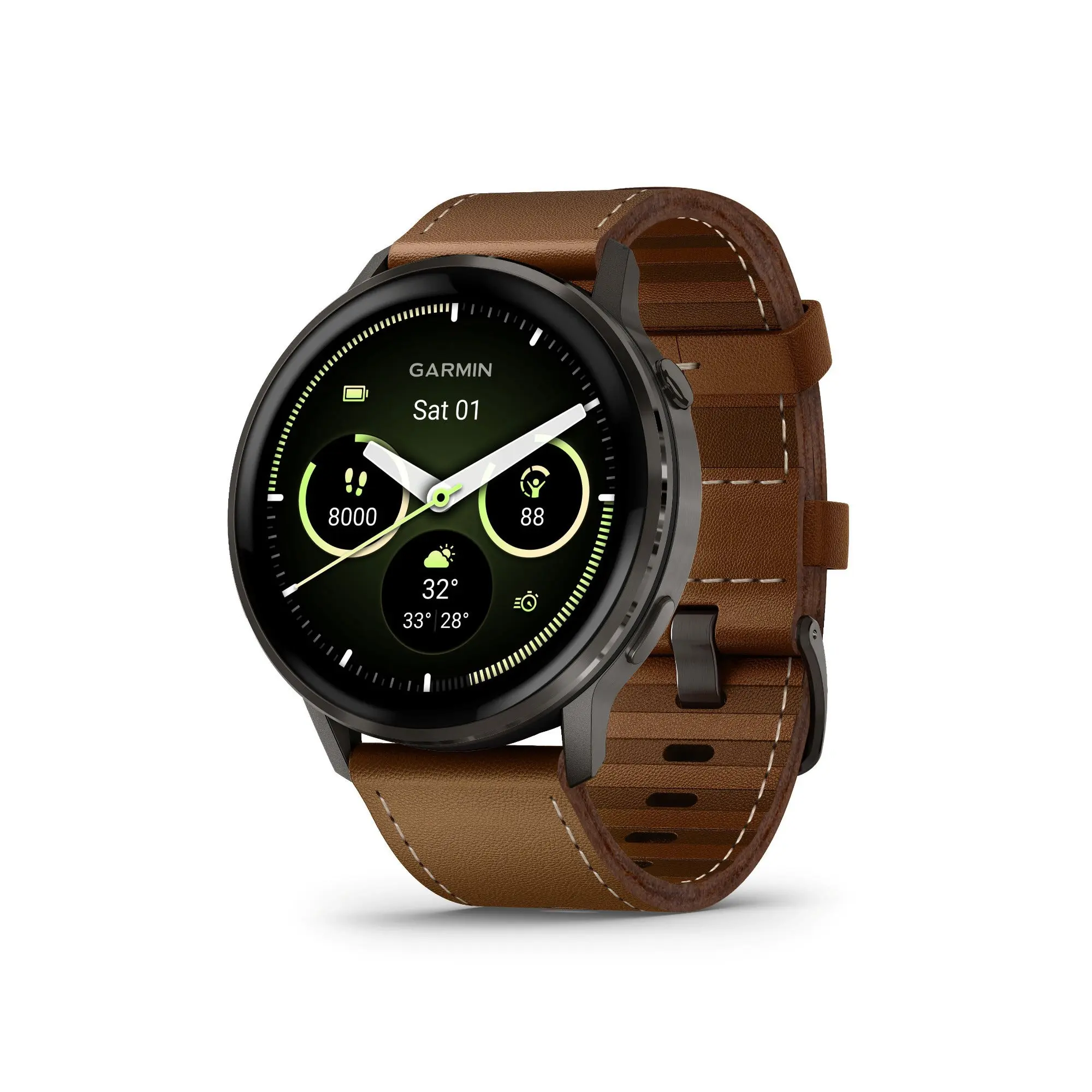 Garmin Venu 4 Smartwatch (Slate/Brown Leather)