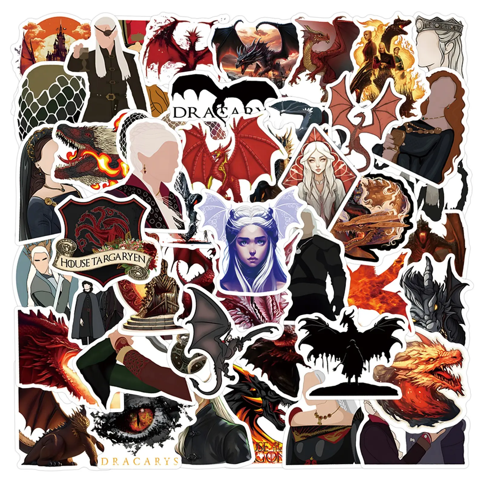 House of the Dragon Graffiti Stickers, Waterproof Car and Luggage Decals, 55-110 Sizes, Durable and Easy to Apply