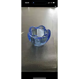 Vintage Cobalt blue lotus-shaped small glass bowl