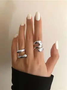 Vintage Geometric Design Cuff Ring, Adjustable Rings, Casual Trendy Ring Stack, Stackable Rings, Fashionable Jewelry, Rings Jewelry for Girls Gift, Female Classic Fashion Cute Accessories for Daily Wear