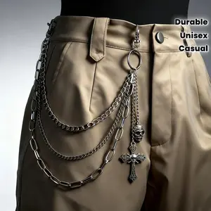 Pants Chain for Men Women,Biker Skull Chain Wallet,Long Cool EMO Punk Trousers Pocket Belt Key Chains for Hip Hop Rock Jean Goth