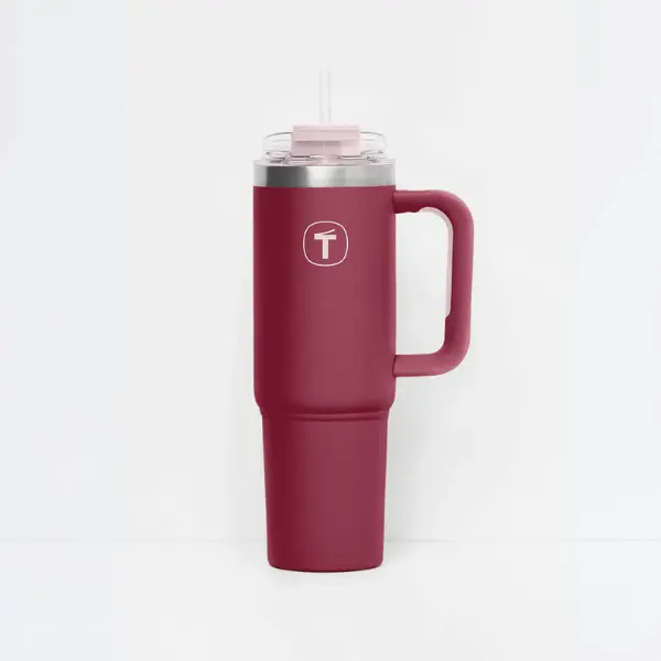 Big T Tumbler Stainless Steel Cup 37 or 21 oz with Leakproof Flip-Top Lid & Straw Opening for Hot or Cold Drinks Double-Walled Design for 2 Hours Hot, 11 Hours Cold  Beverage Water Bottles Drinkware Coffee