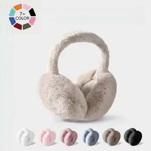 Winter Faux Fur-Lined Warm Ear Muffs, Stylish Foldable Outdoor Ear Muffs for Women and Girl, Ear Protectors, Ideal for Outings and Travel