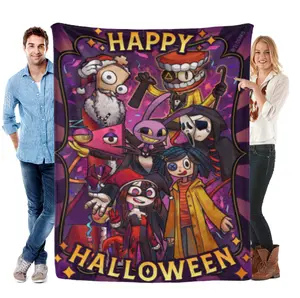 The Amazing Digital Circus Halloween Blanket, Digital Printed Ultra Soft Fleece Throw for Sofa Couch Bed, Spooky Cozy Warm Halloween Gift for Family & Friends