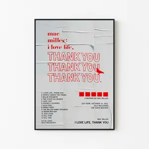 [New Music Decor - Sale Up To 40%] [Unframe] Mac.Miller I Love Life Thank You Album Poster, Positive Hip Hop Wall Art, Inspirational Music Decor, Classic Album Cover Print, Gift For Music Fans