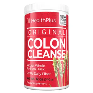 Health Plus Super Colon Cleanse Detox Powder – Psyllium Fiber, Probiotics & Herbs for Constipation Relief, 12 oz