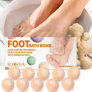 Ilisya Foot Bath Balls 10 Pack, Cleansing Salt Balls with Citric Acid, Gentle Exfoliation, Improves Roughness, Christmas Gift，Black Friday