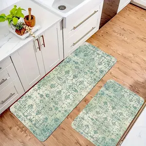Retro Boho Damask 2-Piece Kitchen Mats, Non-Slip Stain Resistant Washable Kitchen Rugs, Anti-Fatigue Floor Mats for Kitchen, Entryway, Bedroom, Office