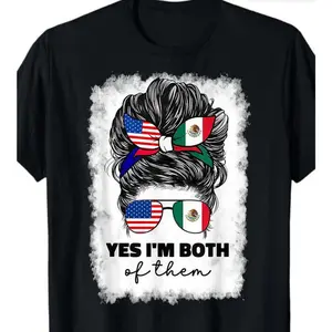 100% Cotton Mexican American Flag Tee – Patriotic Shirt for Women