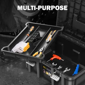 ‎Tool Box Lockable Organizer Storage Toolbox with Removable Tray for Workshop Garage & Household,Large Capacity