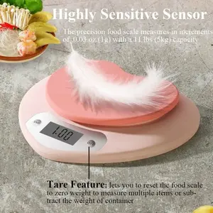 Ultra Precise Kitchen Scale - Pink Heart-Shaped 3kg/0.1g Capacity, LCD Display, Tare Function, Non-Slip Feet, Modern Design for Baking & Cooking