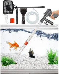 Aquarium Gravel Cleaner [2026 Edition] Vacuum Fish Tank Vacuum Cleaner Tools for Aquarium Water Changer with Aquarium Thermometers Fish Net kit Use for Fish Tank Cleaning Gravel and Sand