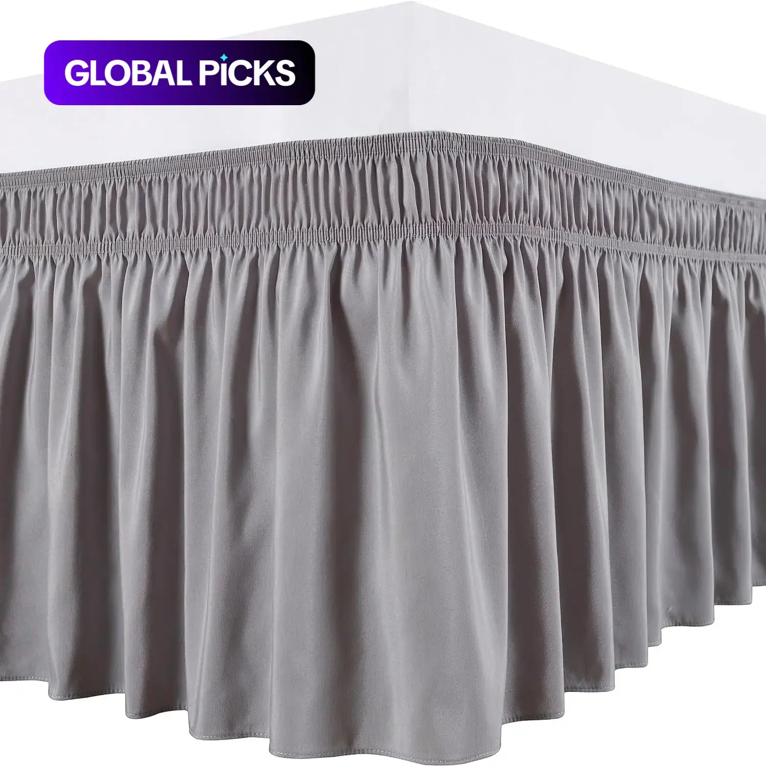 Wrap Around Ruffled Bed Skirt for Bedroom, Three Fabric Sides, 14-Inch Drop, Easy to Install, Fade Resistant