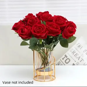 10PCS Realistic Silk Red Roses with Stems for Valentine's Day Gifts Romantic Wedding Decor DIY Floral Arrangement Bulk Artificial Flowers for Home Room Ornaments Christmas Cabinet Bows   milpitas florist  valentines florist restock