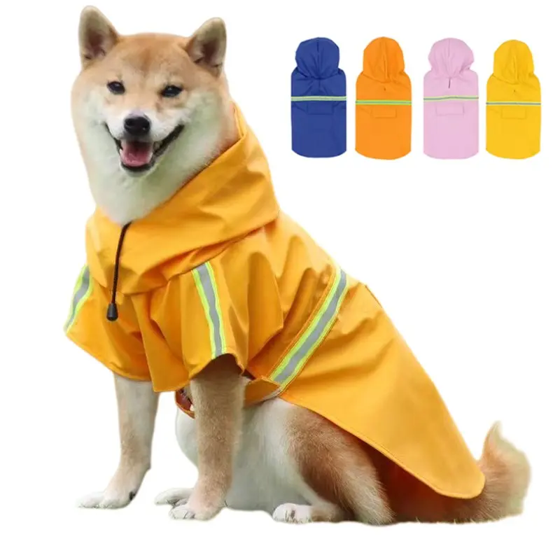 Adjustable Hooded Dog Raincoat, Outdoor Waterproof Reflective Large Dog Coat, Full Coverage for Big Dogs, //blue/ Colors