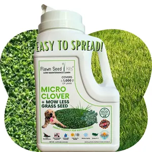 Flawn Seed Kits Micro Clover + Mow Less Grass Seed Blend - Low Maintenance Lawn - Eco Friendly - Kid & Pet Friendly - Drought Tolerant - Nitrogen Fixer - Easy to Spread