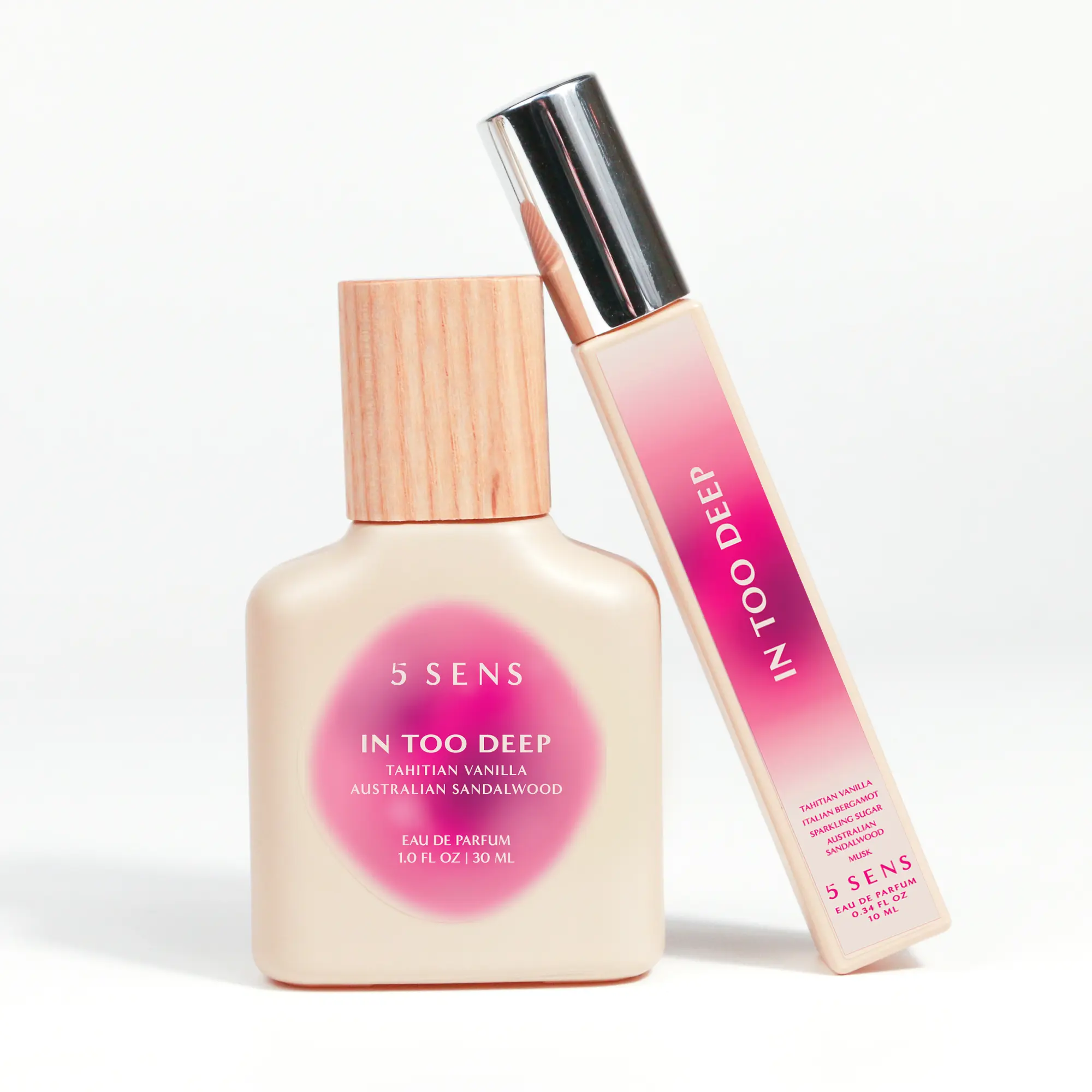 5 SENS In Too Deep Vanilla Perfume Gift Set 30mL + 10mL | Fall in Love With Yourself | Eau de Parfum Duo | Tahitian Vanilla, Sparkling Sugar, Australian Sandalwood, Bergamot | Long-Lasting Clean Vegan Fragrance