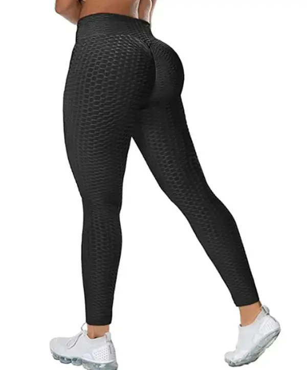 Women's Ankle Length High Waist Anti-Cellulite Honeycomb Athletic Sports Leggings with Scrunch Back